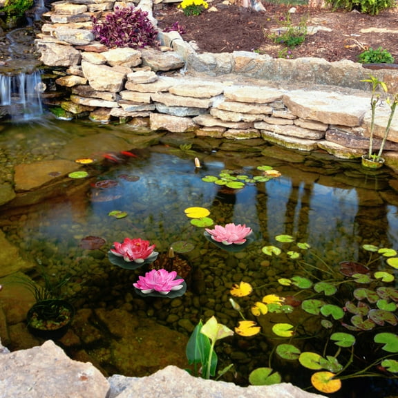 OFFIGAM Floating Lotus Flower Decor Set, Rose EVA Material, 3 Pieces for Pool and Pond Decoration