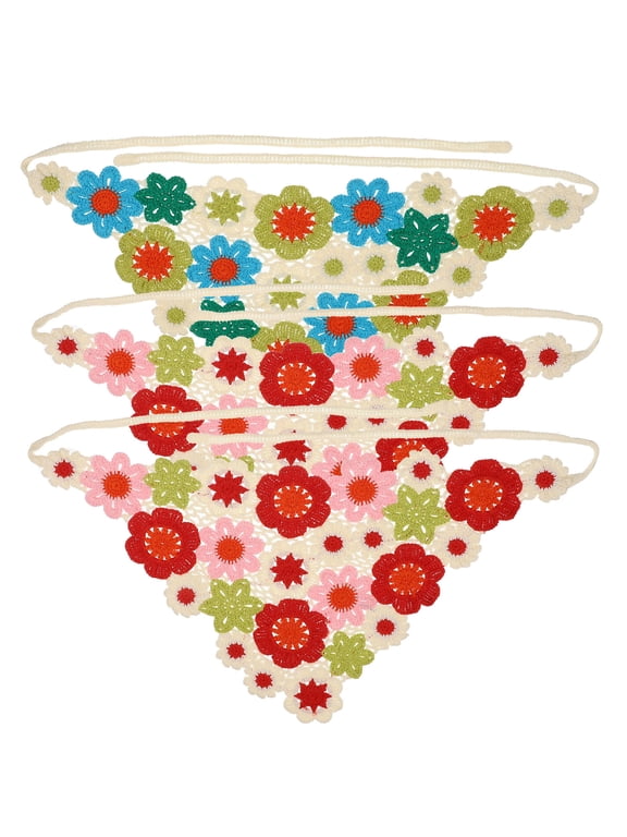 Floral Hair Bandana Assorted Colors Elastic Straps Elegant Fashionable Headwear 3Pcs