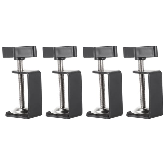 OFFIGAM 4-Pack Adjustable 360 Rotating Desk Clamp Mount, Black Plastic Holder for Office and Home Workspace