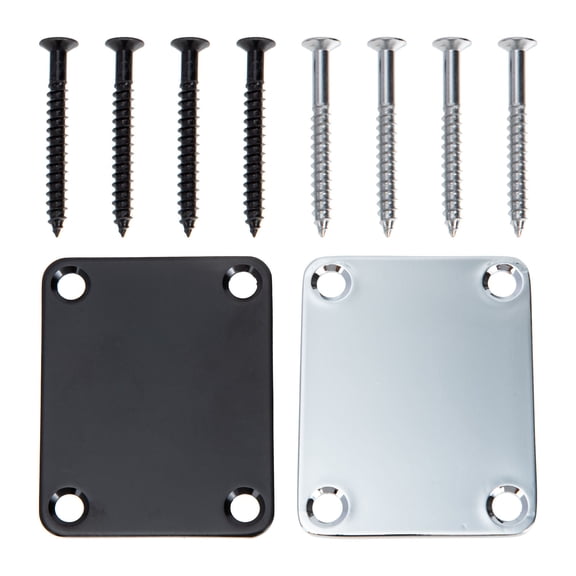 OFFIGAM 4 Sets Guitar Neck Plate Pad Black Stainless Steel for Maintenance Use