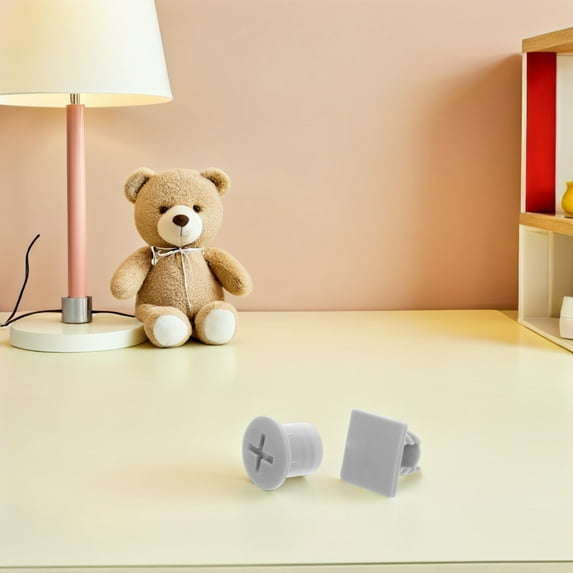 OFFIGAM 4Sets Grey Plastic Screw Caps for Slide Fixing Easy Installation Slide Replacement Parts