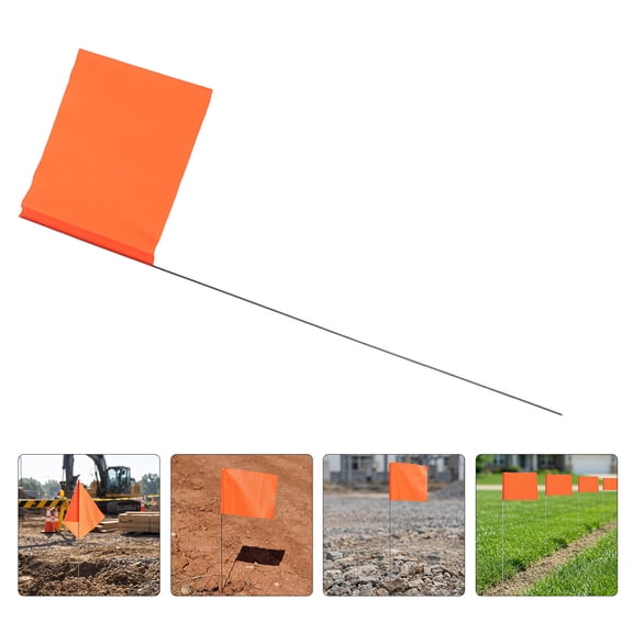 OFFIGAM 40-Piece Orange Outdoor Ground Marking Flags with Steel Wire, Yard, Trail, Survey and Landscaping Stakes