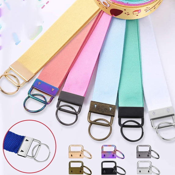 OFFIGAM 42-Piece Keychain Wristlet Straps Assorted Colors Iron Craft Accessories for Key Chains Round Oval