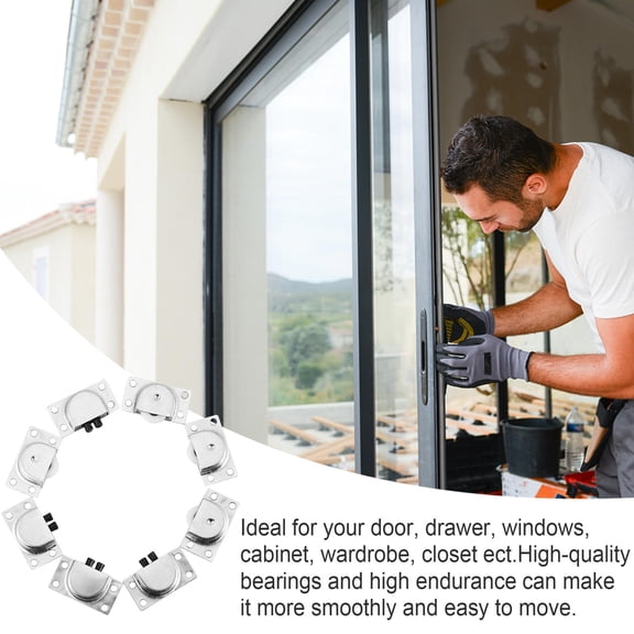 OFFIGAM 4Pairs Sliding Door Roller Plated Silver Stainless Steel Wardrobe Pulley Furniture Replacement