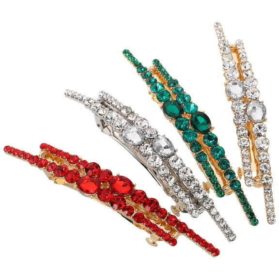 OFFIGAM 4-Piece Assorted Color Rhinestone Hair Clips with Sparkling Crystals for Everyday and Special Occasion Wear