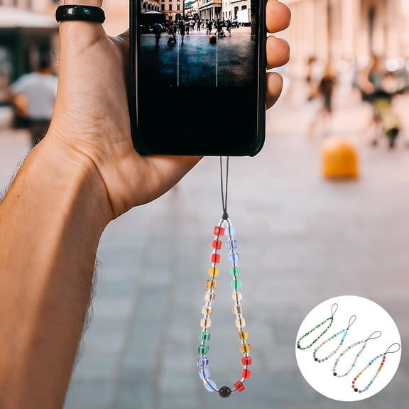OFFIGAM 4Pcs Versatile Assorted Color Beaded Phone Chain Strap for Phones and Cameras