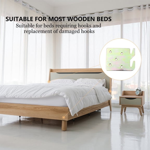 OFFIGAM 4Pcs Bed Rail Hook Wood Bed Accessories Assorted Color with Sturdy Corrosion Resistance