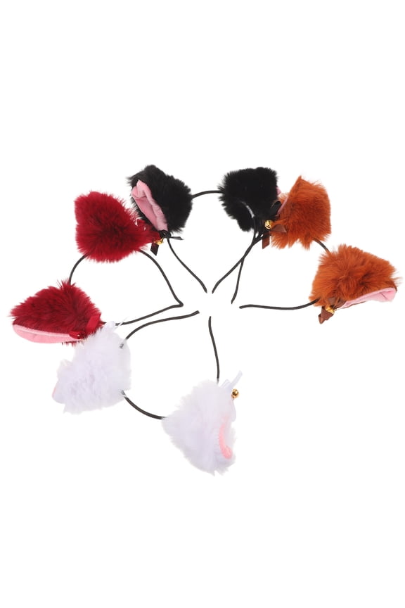 4Pcs Bell Fox Ears Hairband Multi Color Faux Animal Headwear for Cosplay Parties