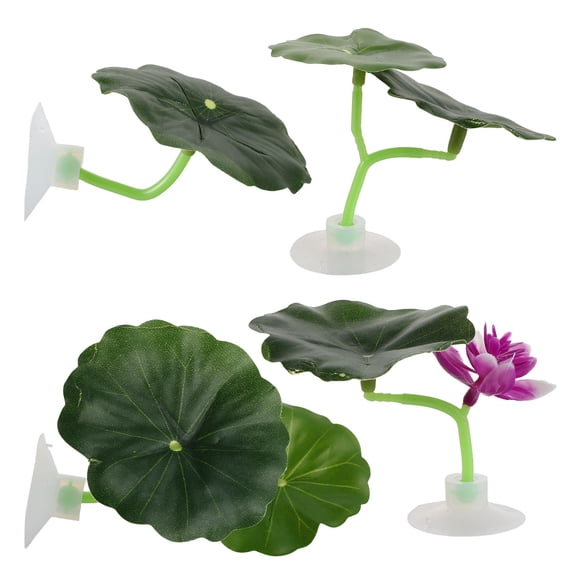 OFFIGAM Betta Resting Leaves Green Silicone Plastic Fish Tank Accessory 4Pcs