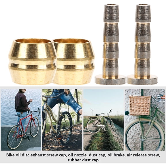 OFFIGAM 4Pcs Bike Brake Hose Fitting Copper Brake Pipe Joint Kit Prevent Oil Leakage for Replacement Parts