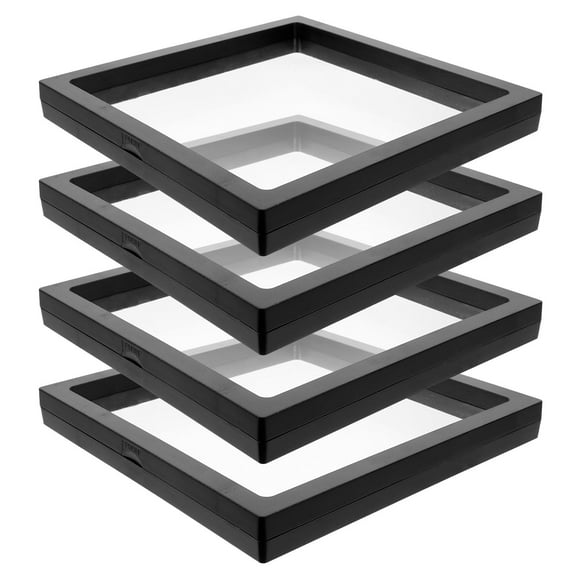 OFFIGAM 4Pcs Black Floating Coin Display Case Durable Pe Film for Eye Catching Desktop Collection