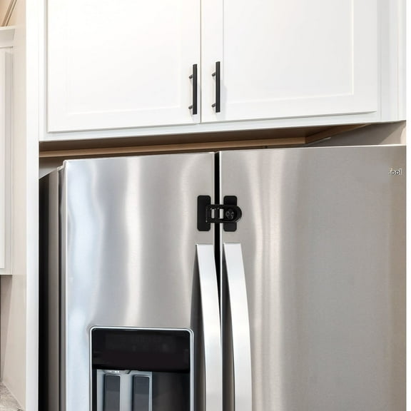 OFFIGAM 4Pcs Child Safety Locks for Home Appliances Black Plastic Prevents Opening