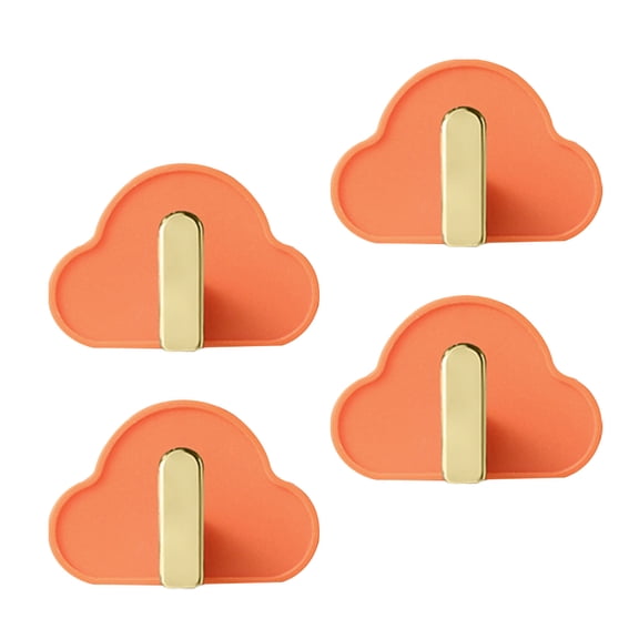 OFFIGAM ABS Cloud Shape Adhesive Clothes Hooks Orange for Home Use 4Pcs