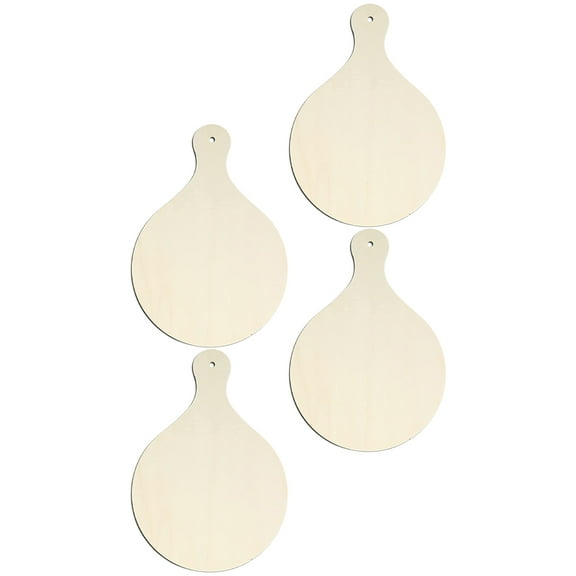 OFFIGAM 4-Piece Wood Craft Cutting Boards with Handle Design, Beige Serving Trays for Kitchen and Food Preparation