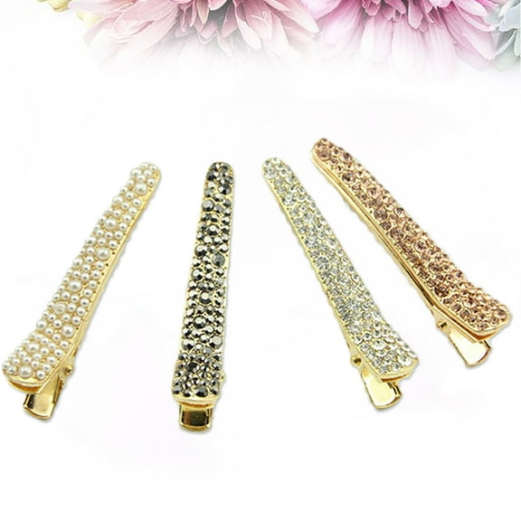 OFFIGAM 4Pcs Crystal Duckbill Hair Clips Assorted Color Hair Sectioning Clips for Hairdresser Makeup Sports Yoga