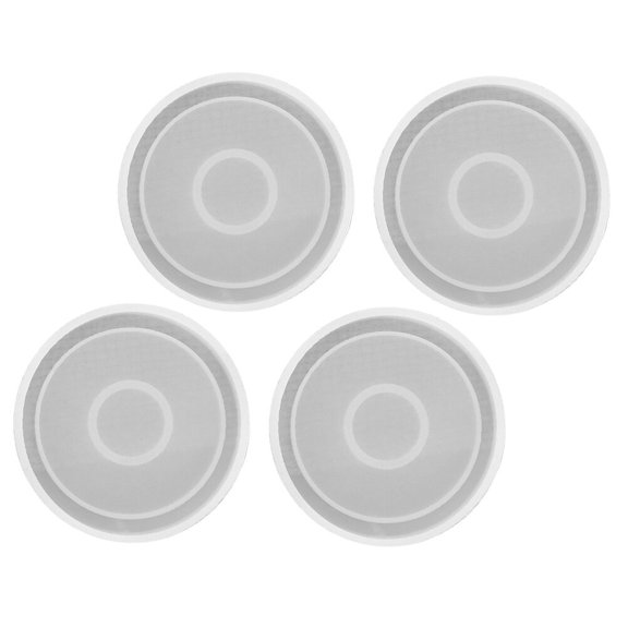 OFFIGAM 4Pcs DIY Coaster Silicone Mold White Round Coaster for Giving Friends