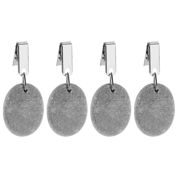 OFFIGAM Set of 4 Reusable Grey Table Cover Clips with Stone Weights for Camping, Outdoor and Indoor Use
