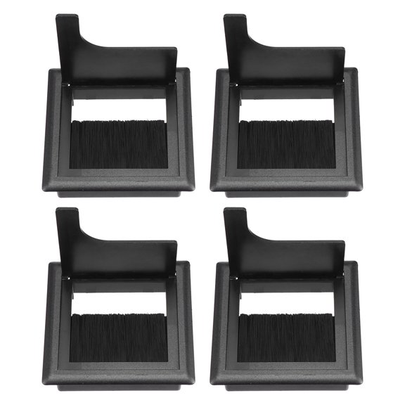 OFFIGAM 4-Pack Black Cable Management Boxes with Smooth Edges, Desk Cord Hole Covers for Neat and Comfortable Workspace