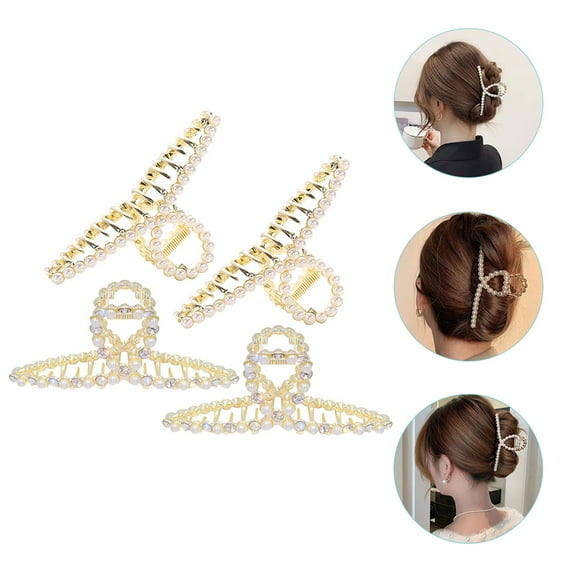 OFFIGAM 4-Pack Metal Hair Clips with Stylish Decorative Accents for Secure and Elegant Hair Styling Accessories