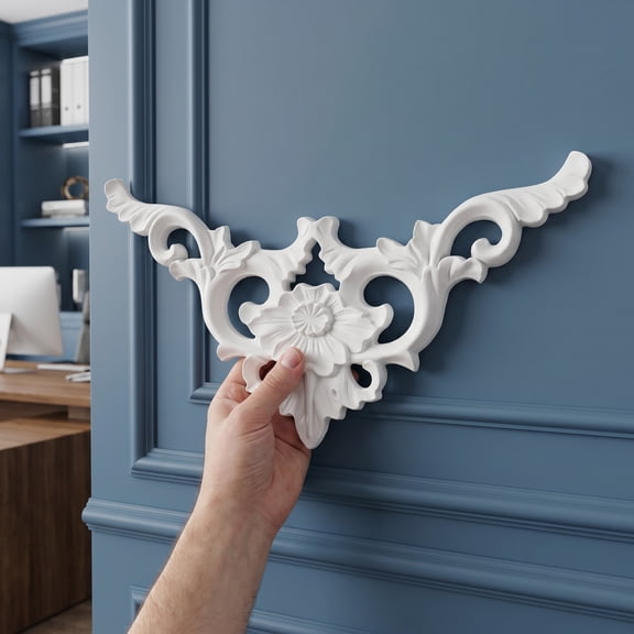 OFFIGAM 4Pcs Durable White Decorative Ceiling Corner Molding for Walls with Elegant Rococo Onlay