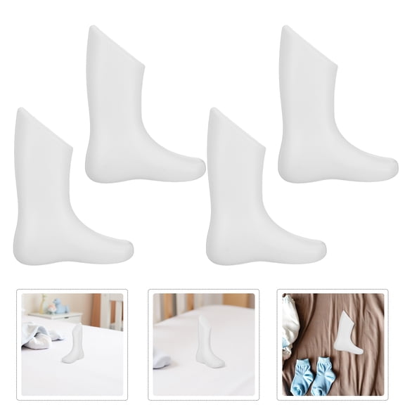 OFFIGAM Set of 4 Lightweight White PP Foot Mannequins for Socks Display and Elegant Store Use