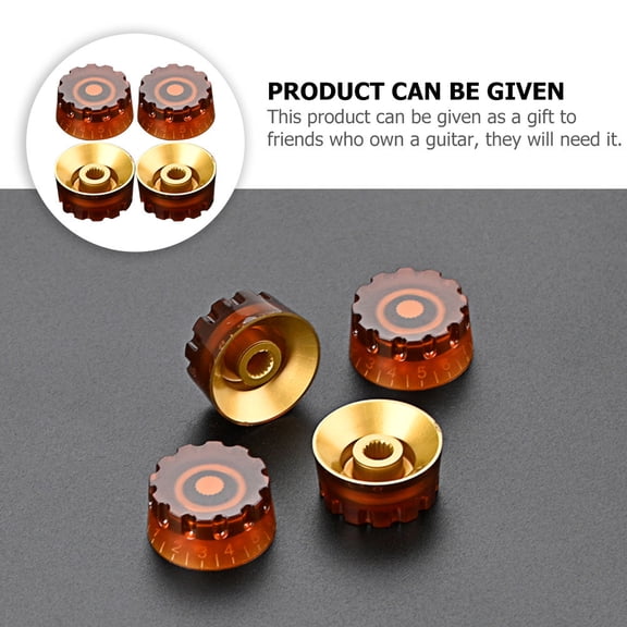 OFFIGAM 4-Pack Guitar Potentiometer Knobs Light Brown Plastic Volume Caps with Scale for Electric Guitar