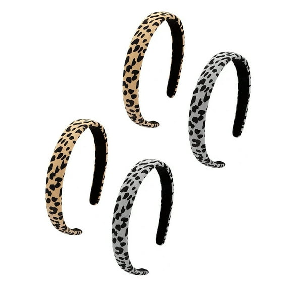 OFFIGAM Leopard Print Hairbands for Women, Coffee Fabric Headbands, Set of 4 Stylish and Comfortable Accessories