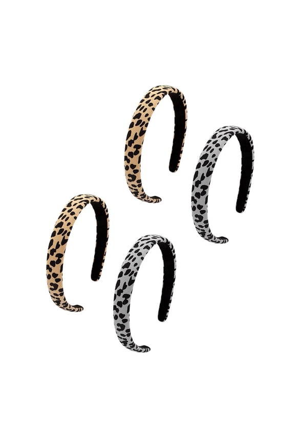 Leopard Print Hairbands for Women, Coffee Fabric Headbands, Set of 4 Stylish and Comfortable Accessories
