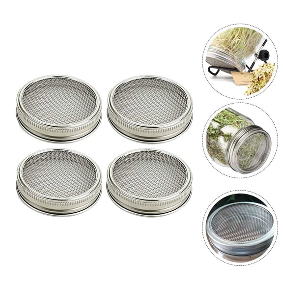 OFFIGAM 4-Pack Sprouting Caps with Drainage for Kitchen Gardening and Home Plant Growing