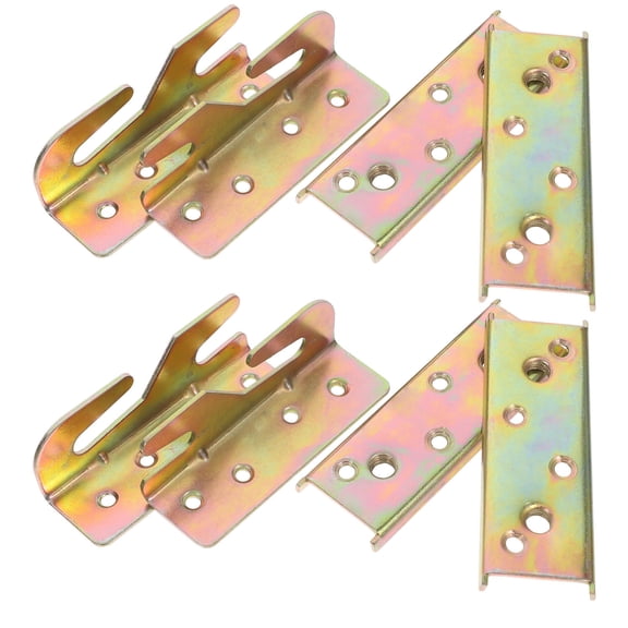 OFFIGAM 4Pcs Invisible Bed Rail Bracket Fasteners Golden Hardware for Wood Bed Frame Support