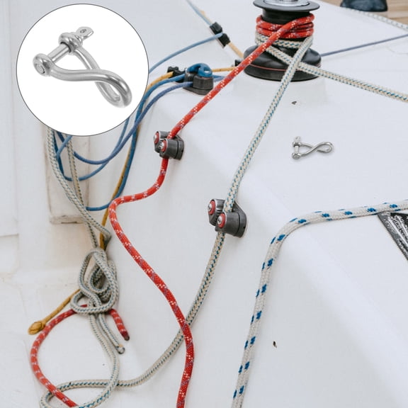 OFFIGAM 4Pcs Marine Twisted Clevis Stainless Steel Anchor Shackle with Screw Pin for Sailing