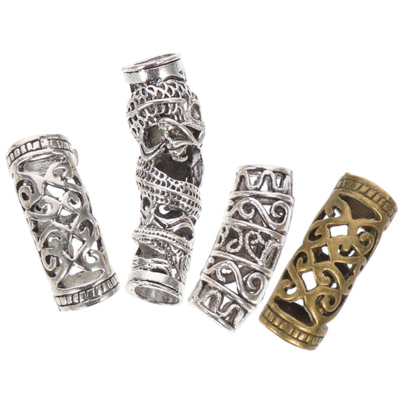OFFIGAM 4-Pack Metal Hair Braid with Filigree Design, Assorted Colors Dreadlocks Braiding Beads for Hair Styling