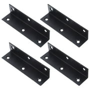 OFFIGAM Black L-Brackets, Iron for Wood Furniture, Sturdy and Easy to Install 4Pcs
