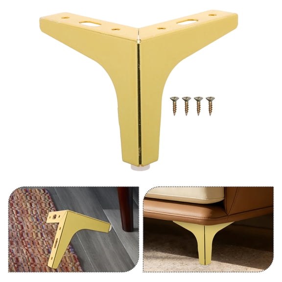 OFFIGAM Set of 4 Golden Metal Support Legs for Wardrobe, Coffee Table, Nightstand Furniture Replacement