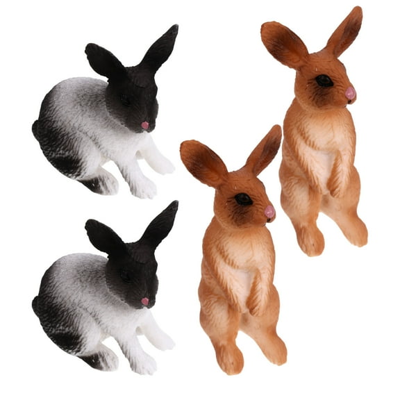 OFFIGAM 4Pcs Mini Animal Figurines Plastic Layout Decor Sitting for Bedroom and Garden