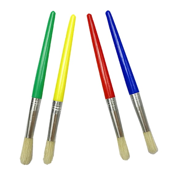 OFFIGAM 4Pcs Plastic Handle Paint Brushes Assorted Colors with Metal Tube for Painting and Art