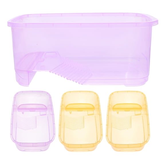 OFFIGAM 4Pcs Plastic Turtle Habitat with Swimming Area for Crabs and Fish