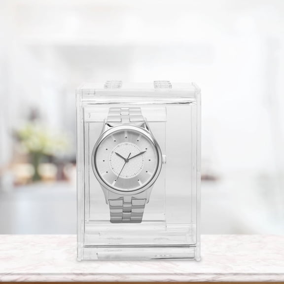 OFFIGAM Set of 4 Transparent Plastic Watch Storage Cases with Design and Clear Display Boxes