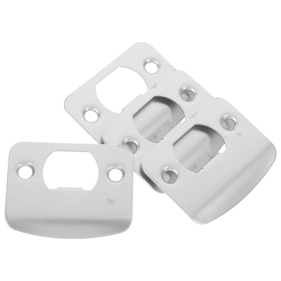 OFFIGAM 4Pcs Plated Silver Metal Door Strike Plate with Latch Guide Plate for Enhanced Security on Doors