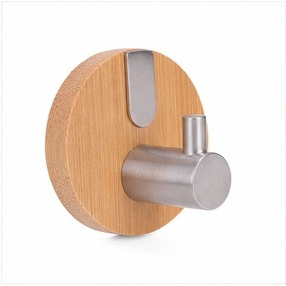 OFFIGAM 4Pcs Round Punch Free Wall Hanging Hooks Bamboo Metal Coat Hat Hanger for Home