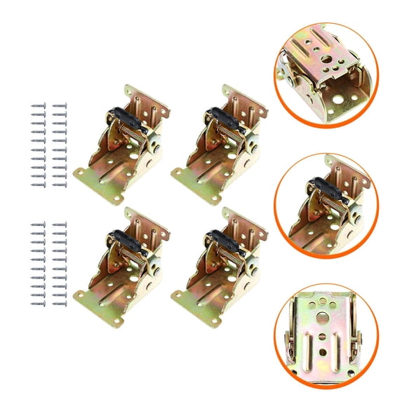 OFFIGAM Set of 4 Steel Folding Locking Hinges for Furniture Legs, 90 Degree Angle Support for Tables and Chairs