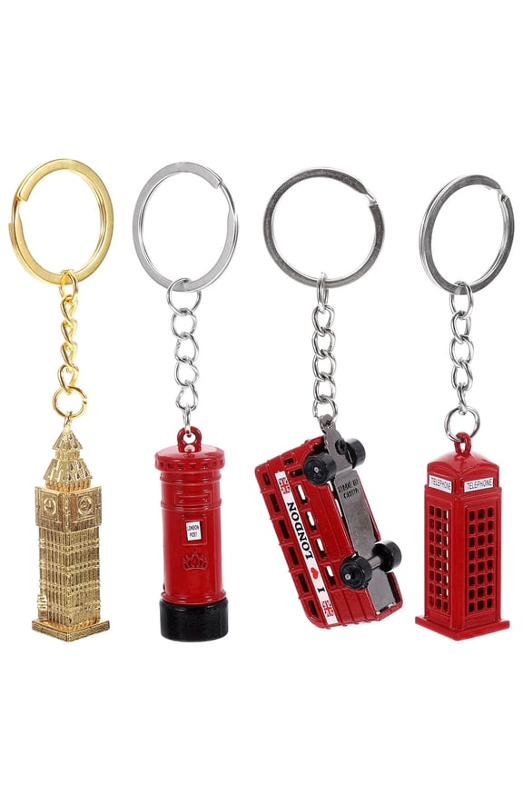 4Pcs Retro Zinc Alloy Bus Keychain Pendant Multipurpose Hanging Charm for Decor