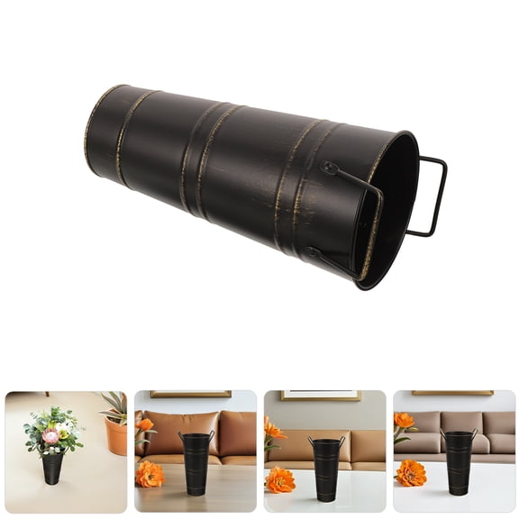 OFFIGAM Set of 4 Rustic Iron Flower Buckets for Home Decor, Housewarming , Birthday Party Decorations, Garden