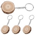 thumbnail image 1 of OFFIGAM 4-Piece Hand-Painted Round Wooden Keychain Set in Khaki, Craft Supplies for Custom Decoration and, 1 of 4