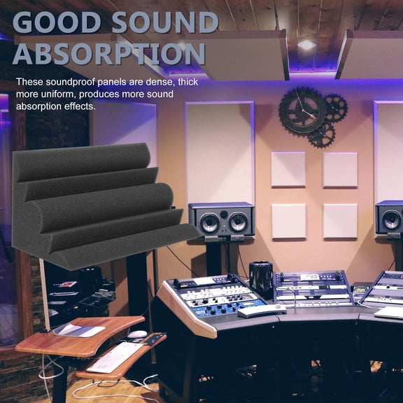 OFFIGAM 4Pcs Sound Absorbing Acoustic Panels Black for Home Theaters Music Studios and Podcasts