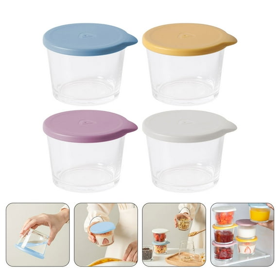 OFFIGAM 4pcs Glass Food Storage Containers with Airtight Seal, Fruit and Snack Storage, Healthy Lifestyle for Students