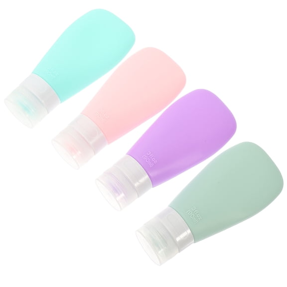 OFFIGAM 4-Pack Travel Size Silicone Bottles Refillable Toiletry Containers for Shampoo, Shower Gel, Lotion, Leak-Proof