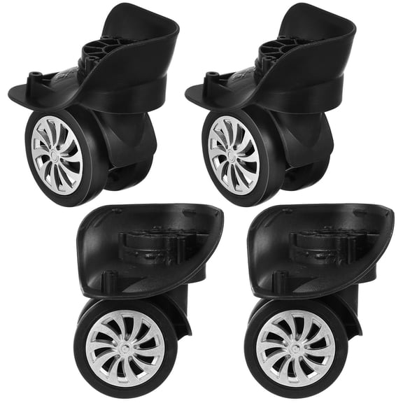 OFFIGAM 4-Pack Black Plastic Swivel Trunk Replacement Wheels with Direction Adjustment for Smooth Mobility
