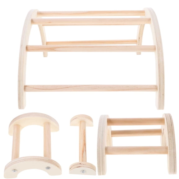 OFFIGAM 4-Pack Wooden Parrot Perch Stand Beige Bird Ladder Roost for Chickens and Various Pet Birds
