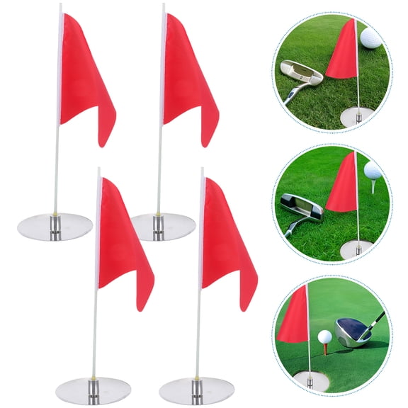 OFFIGAM 4 Sets Portable Red Golf Putting Cups with Flags for Accurate Indoor Outdoor Golf Practice Training